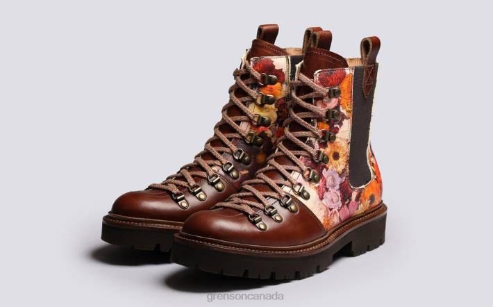 NANETTE X KITTEN GRAYSON Brown Floral 280D286 Women Grenson Boots